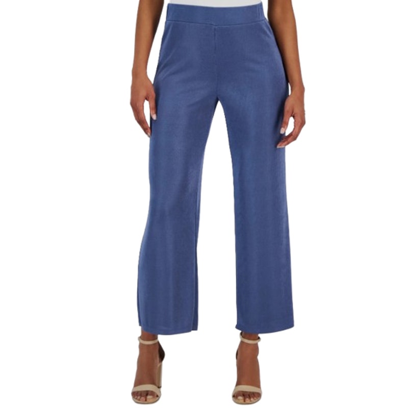 KASPER Women's Traveler's Knit Pull-On Wide-Leg Pants 2X Plus Blue Heron NWT