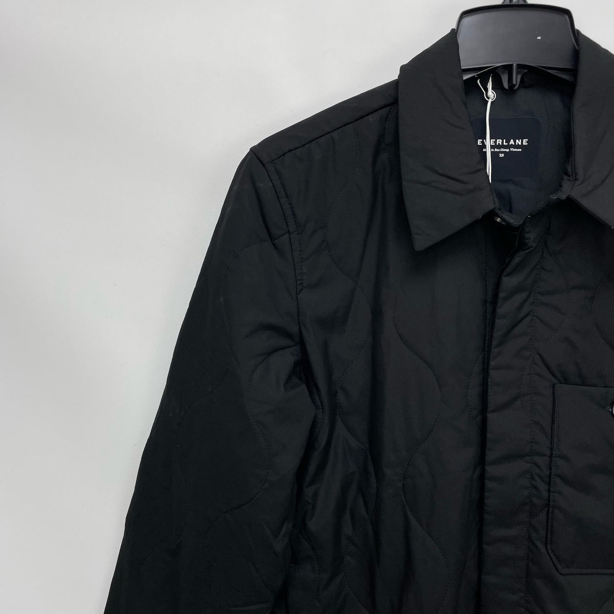 Everlane Mens ReNew Quilted Liner Shirt Jacket Small Black Shacket Cotton NWOT