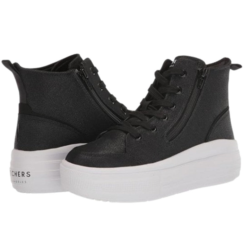 SKECHERS Girl's Hyperlift Hightop Sneakers Size 5 EU 37 Black Metallic NWOB