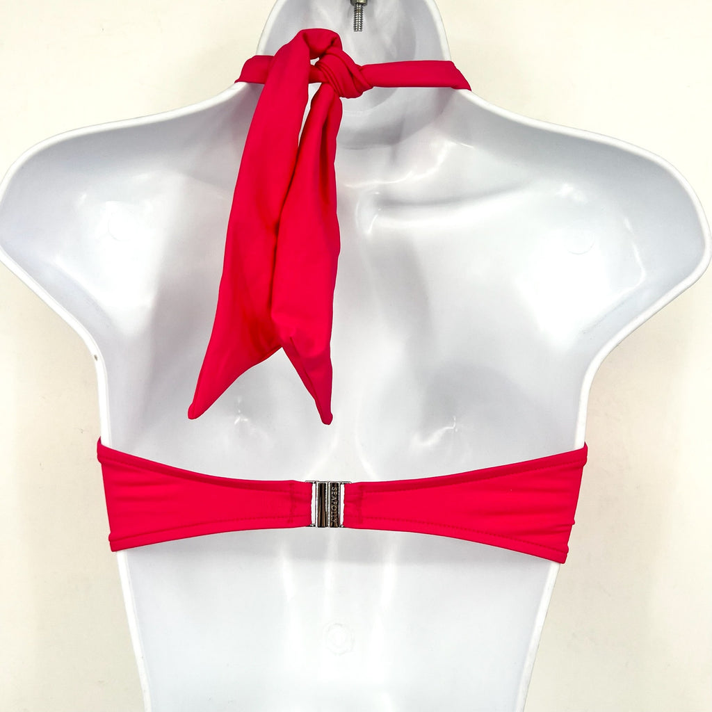 SEAFOLLY Women's Halter Bandeau Bikini Top Size 4 Pink Raspberry Adjustable NWT