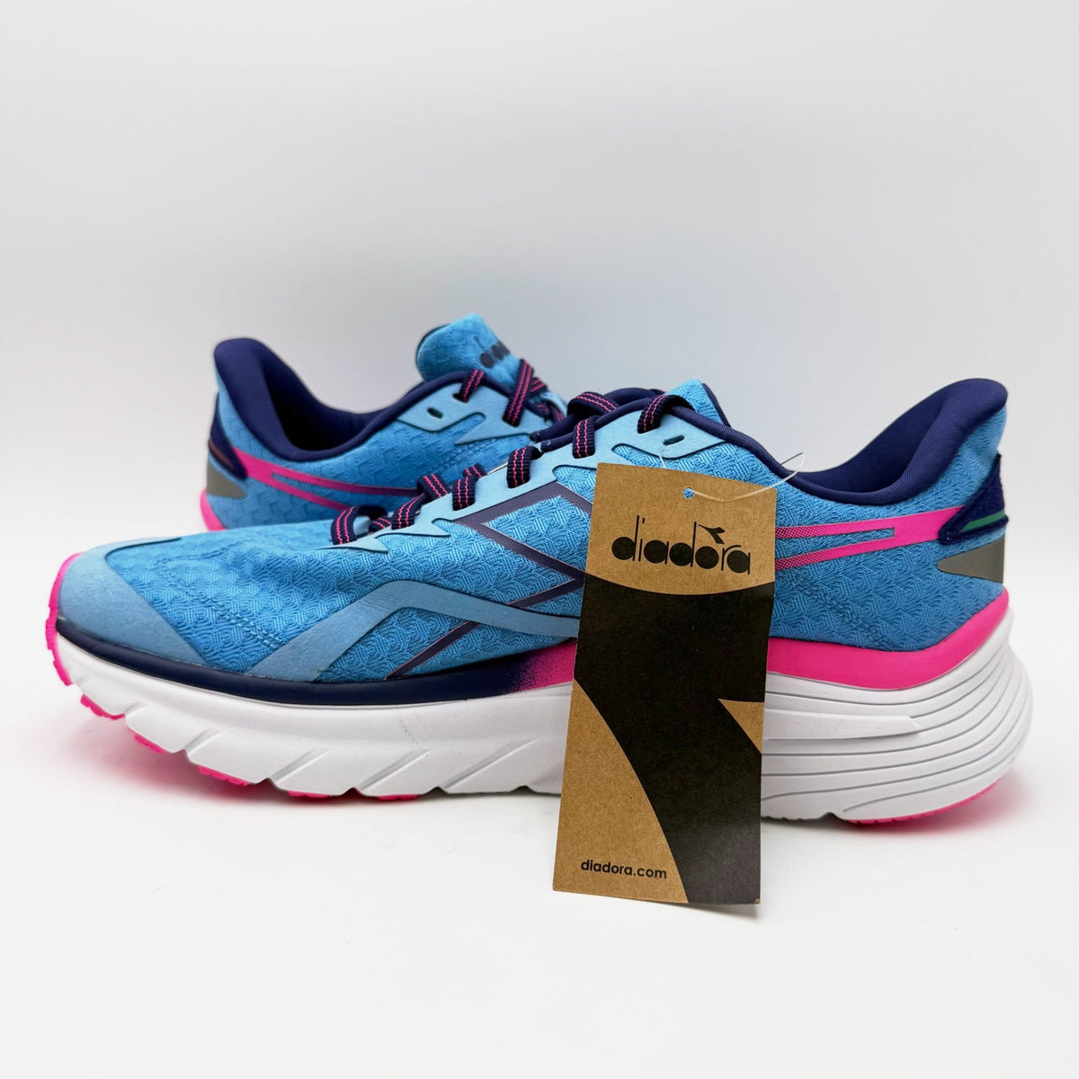 Diadora Womens Equipe Nucleo Running Shoes Size 11.5 EU 43 Blue Pink NWOB