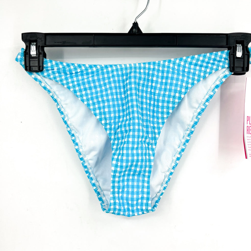 LILLY PULITZER Pico High-Cut Bikini Bottom SIZE 6 Blue White Crinkle Gingham NWT