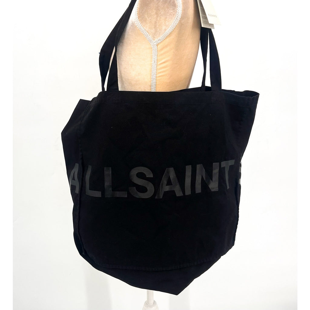 ALLSAINTS Unisex Large Biggy Tote One Size Black Logo 100% Cotton NWT