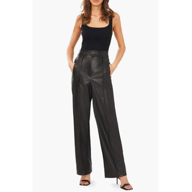 HALOGEN Women's Faux Straight Leather Pants Size 18W Rich Black High Rise NWT