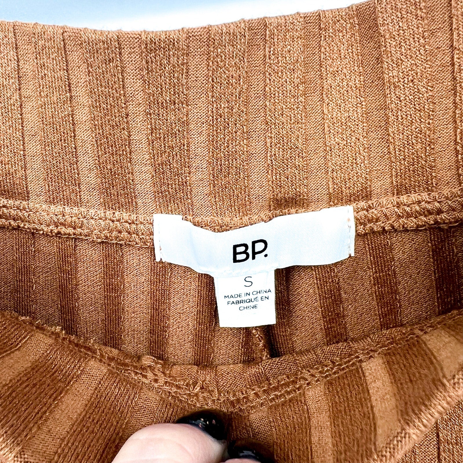 BP. Women's Casual Straight Leg Ribbed Knit Pants Small Brown Copper Stretch NWT