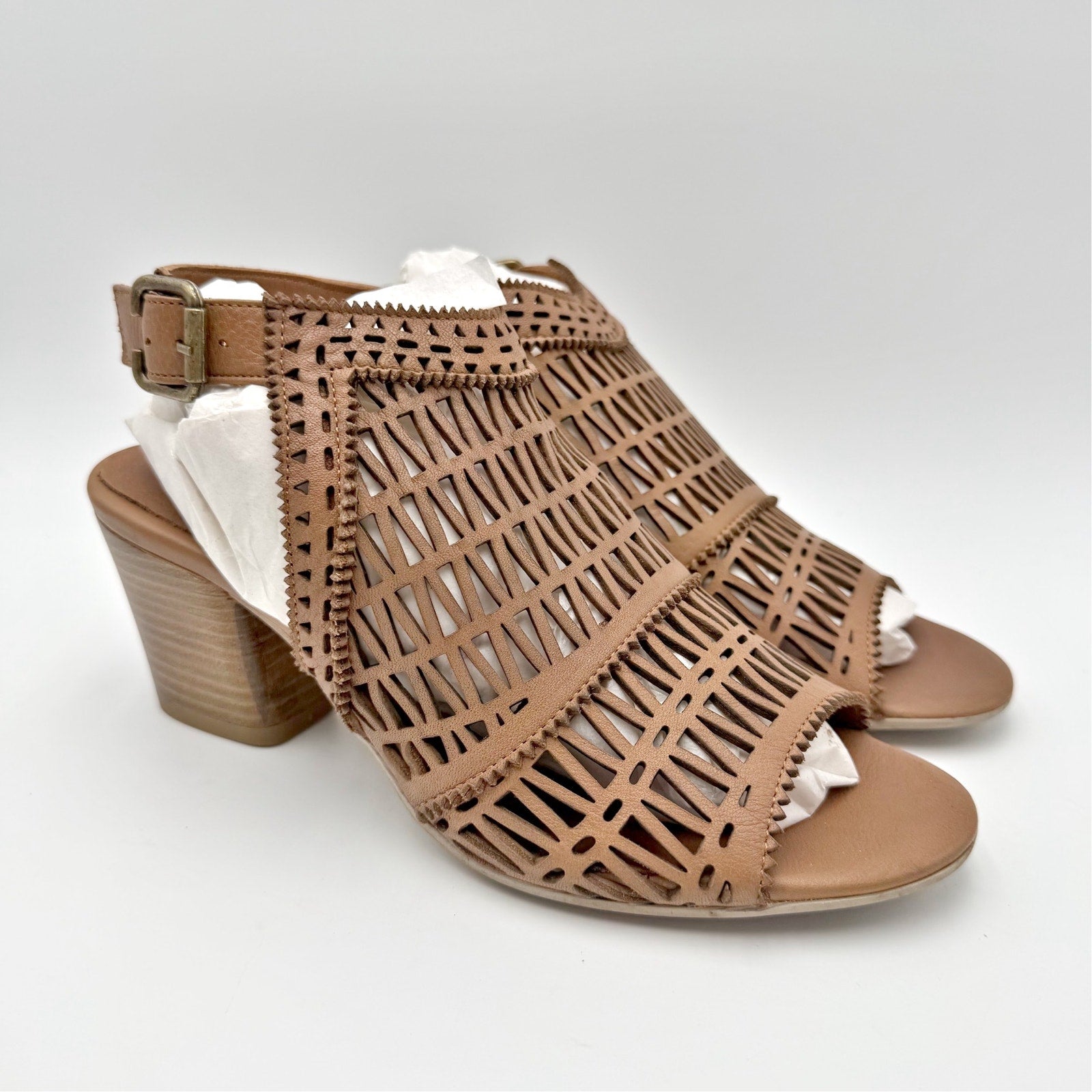 Bueno Womens Candice Heeled Sandals EU 39 US 9 Brown Leather NIB