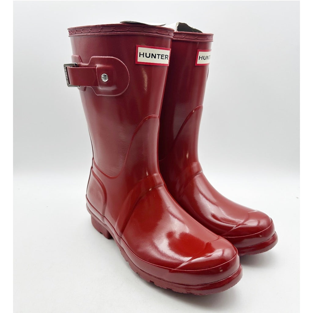 Hunter Womens Original Short Gloss Boots US Size 6 EU 37 Military Red NIB