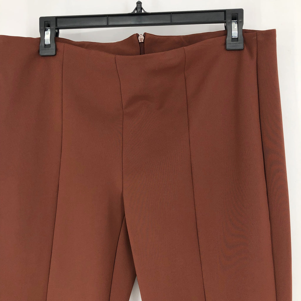 SPORTMAX Women's Zip Cuff Slim Fit Pants Size 14 Red Brown Stretch Trousers NWOT