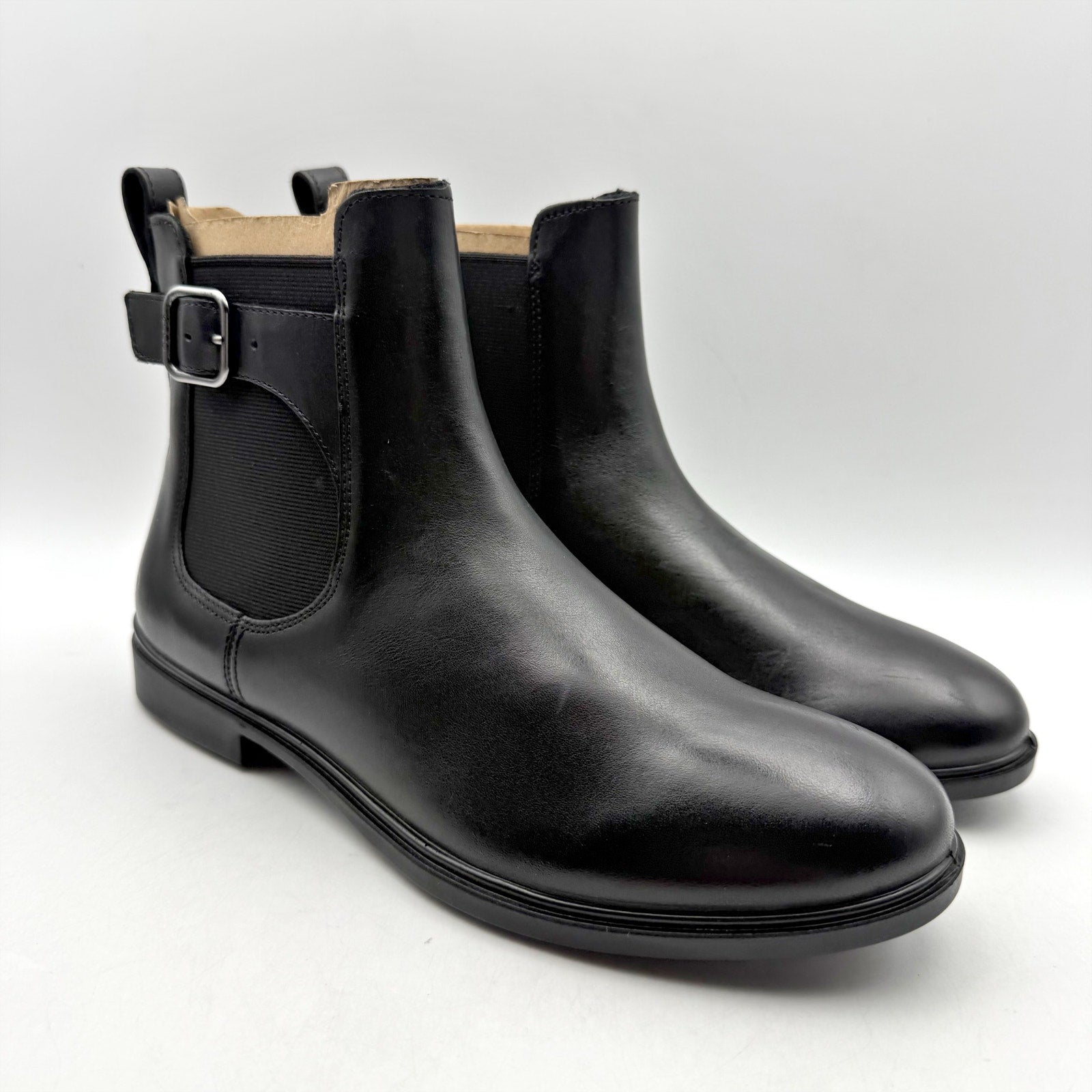 Ecco Womens Classic Chelsea Ankle Boots EU 38 US 7.5 Black Leather Buckle NIB
