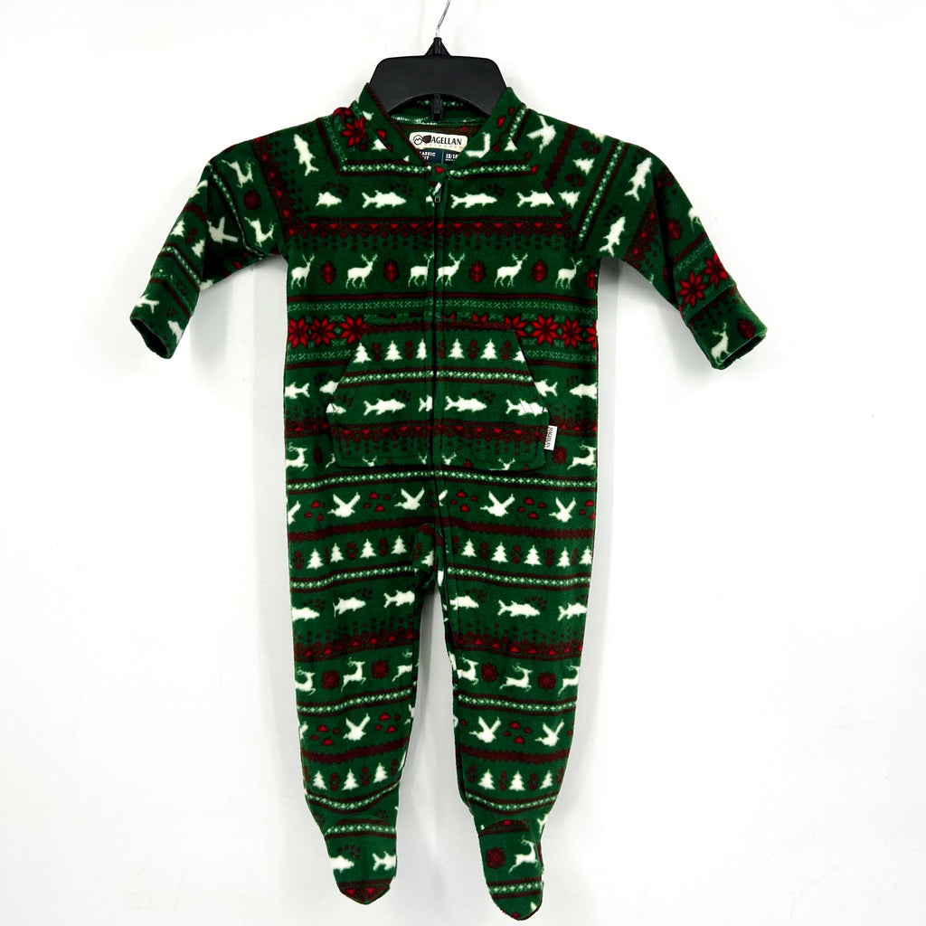 MAGELLAN OUTDOOR Kids Footed Pajamas 12-18 Months Holiday Fleece Full Zip NWOT