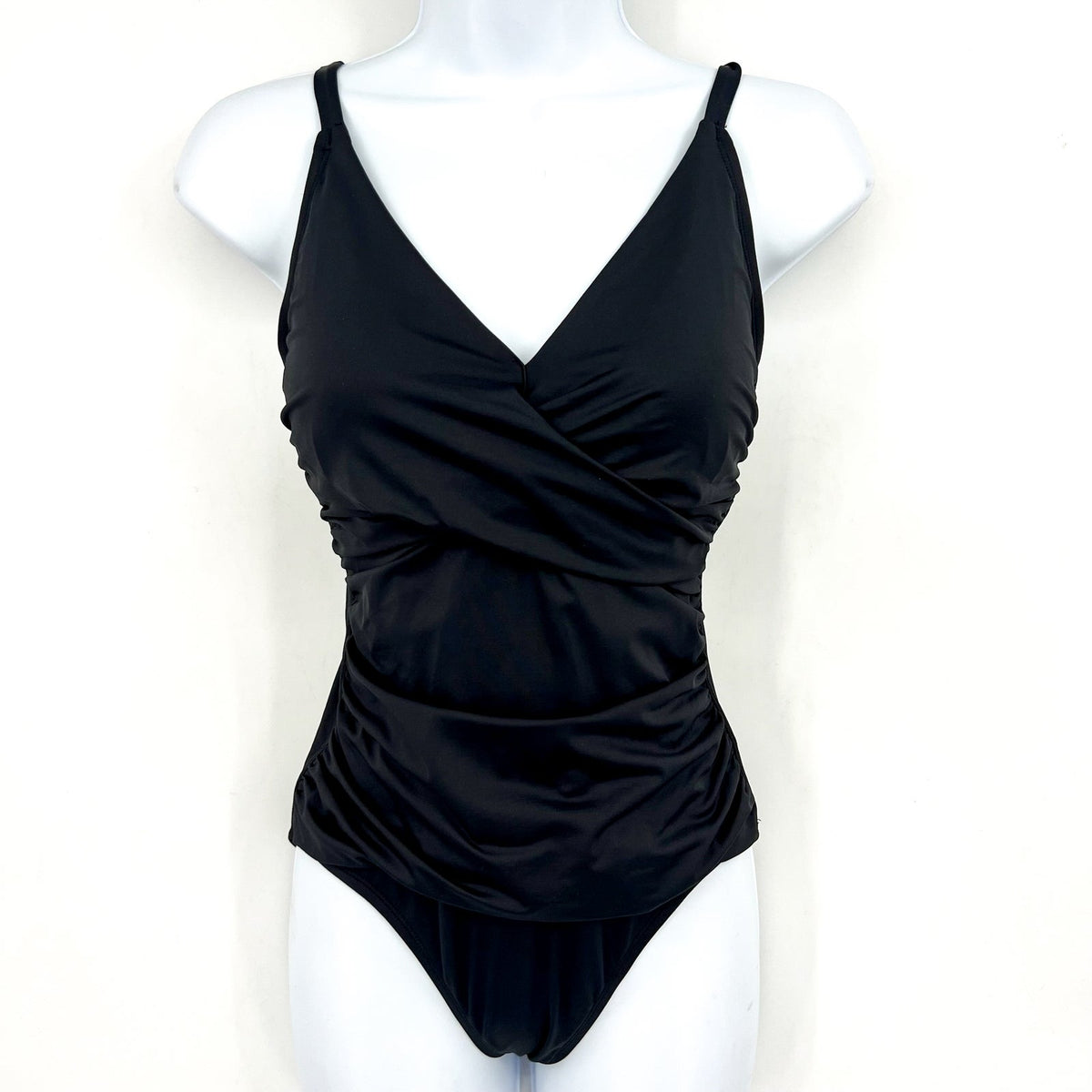 TOMMY BAHAMA Pearl Cross Front One-Piece Swimsuit Size 4 Black OTS  NWT