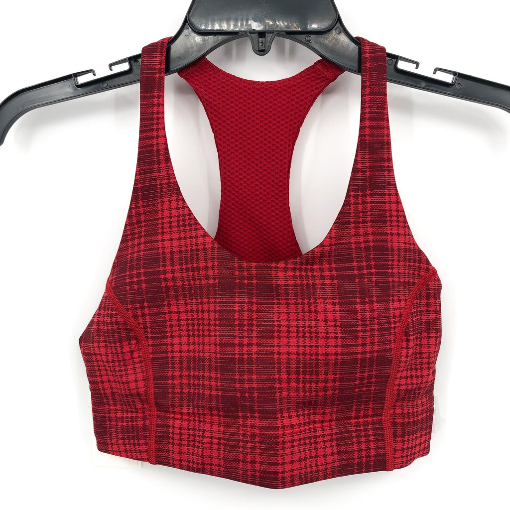 OUTDOOR VOICES Women's Doing Things Sports Bra XS Red Pomegranate Plaid NWT