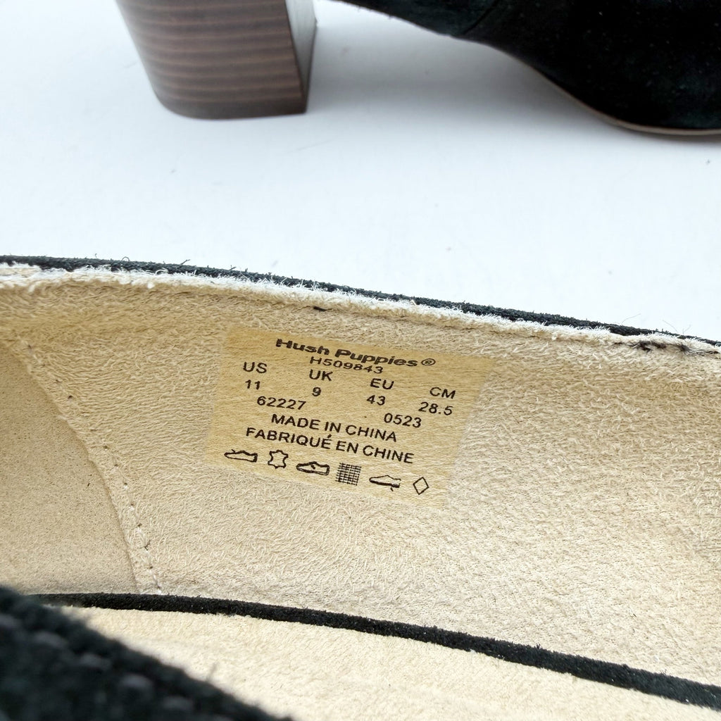 Hush Puppies Womens Sofie Pumps Size 11 EU 43 Black Nubuck Leather Slip On NWOB
