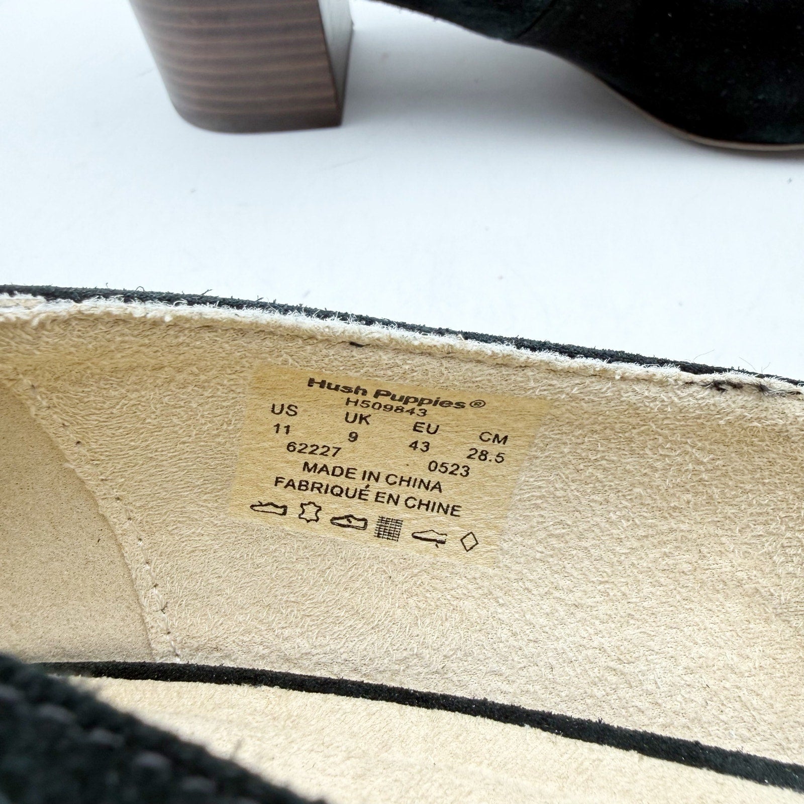 Hush Puppies Womens Sofie Pumps Size 11 EU 43 Black Nubuck Leather Slip On NWOB