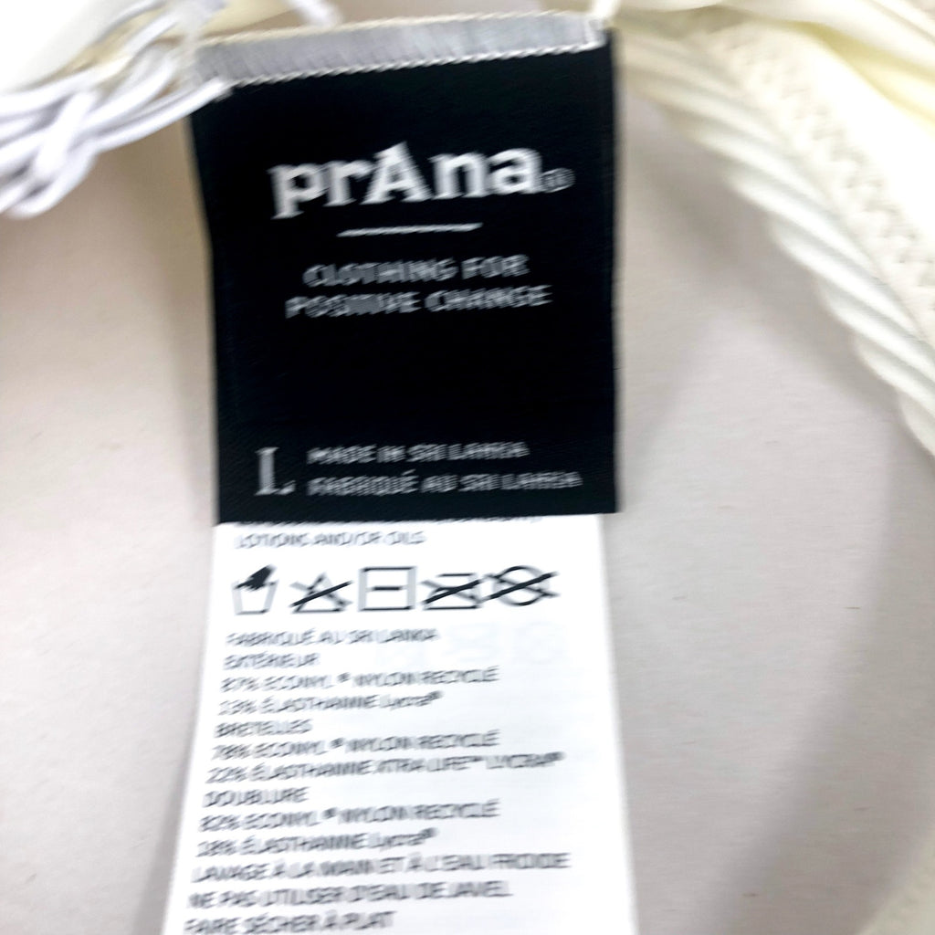 PRANA Women's Lexie Bikini Top Large White Horchata Ottoman Halter NWT
