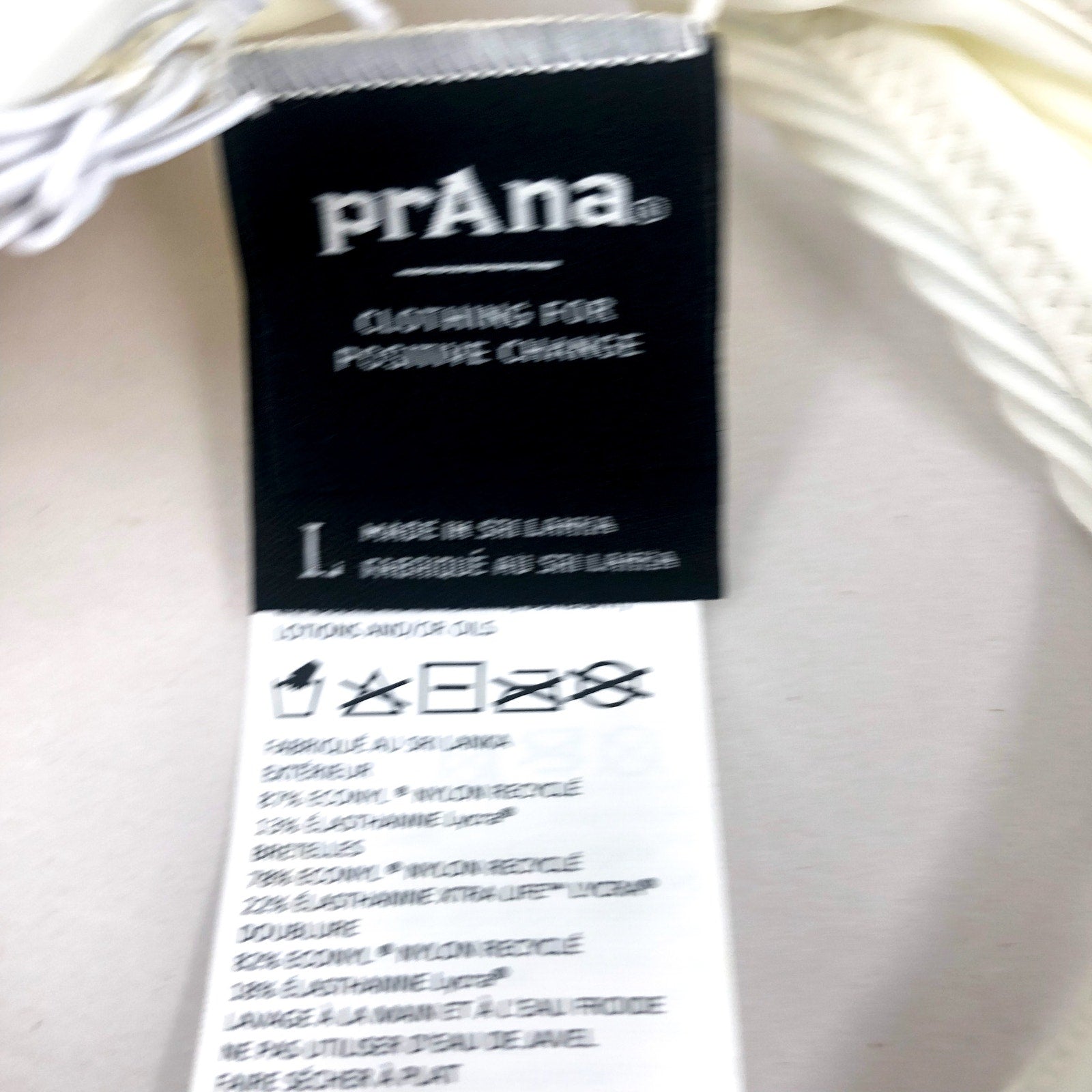 PRANA Women's Lexie Bikini Top Large White Horchata Ottoman Halter NWT