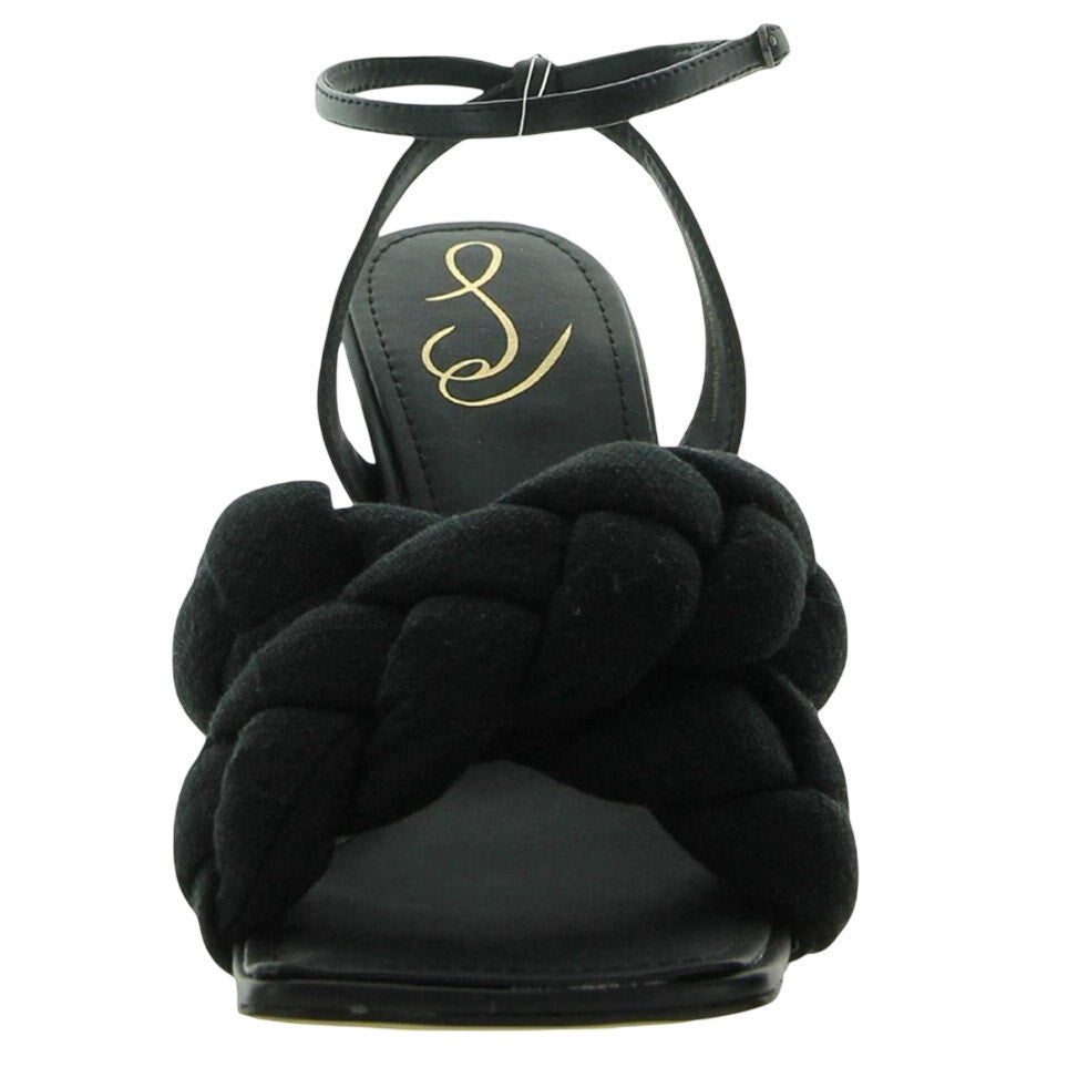 Sam Edelman Womens Courtney Heeled Sandals Size 8.5 Black Linen Braided NWOB