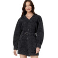 EN SAISON Womens Harlow Denim Romper Small Grey Charcoal Animal Print Belted NWT