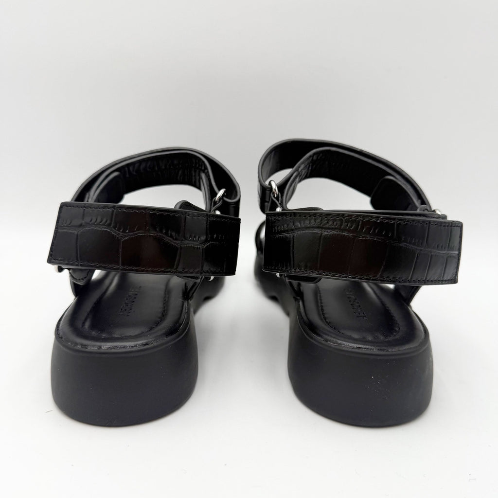 Aerosoles Womens Wave Sandals Size 6 M Black Crocodile Leather NIB