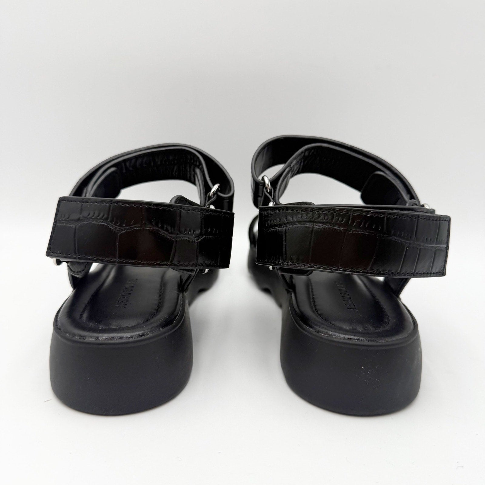 Aerosoles Womens Wave Sandals Size 6 M Black Crocodile Leather NIB