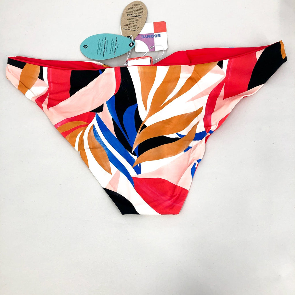 PRANA Women's Elina Reversible Bikini Bottoms Large Red Tropics Print Floral NWT