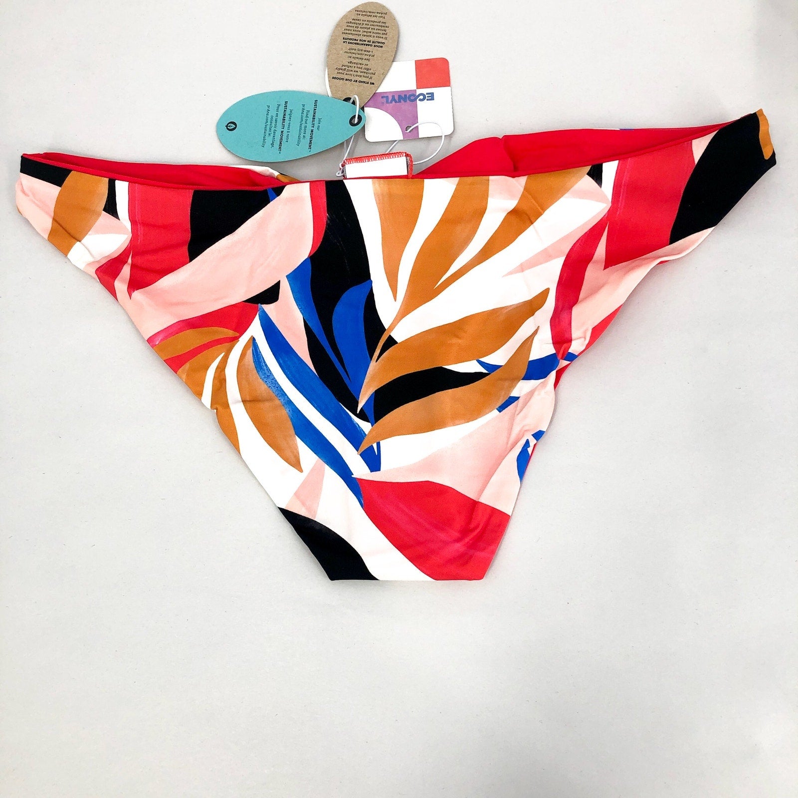 PRANA Women's Elina Reversible Bikini Bottoms Large Red Tropics Print Floral NWT