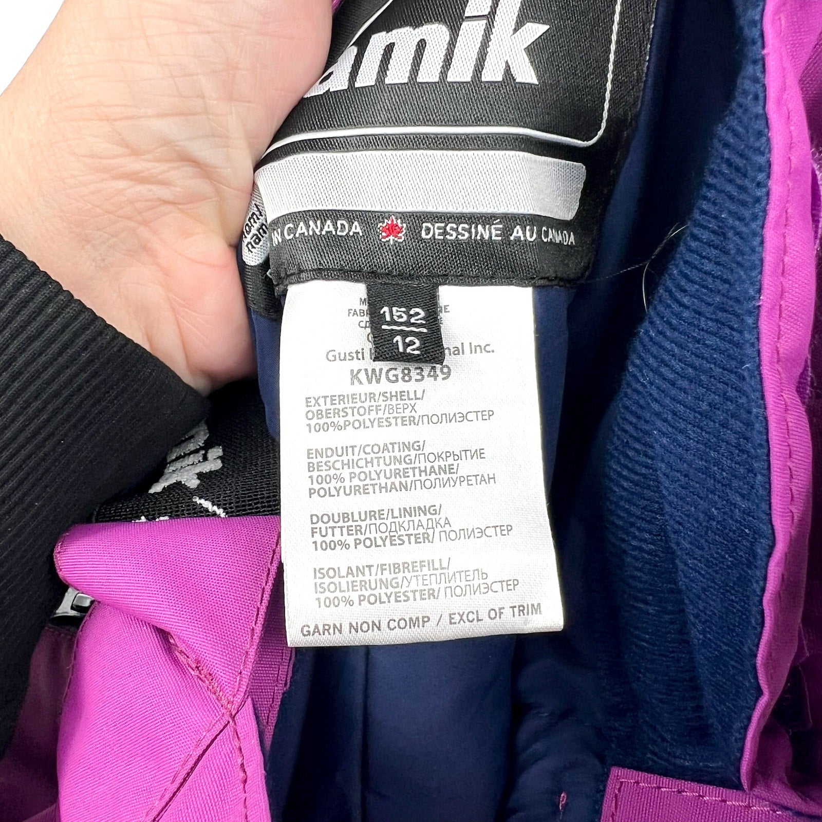 Kamik Bella Insulated Snow Pants Bibs Girls 12 Purple Waterproof Suspender NWOT