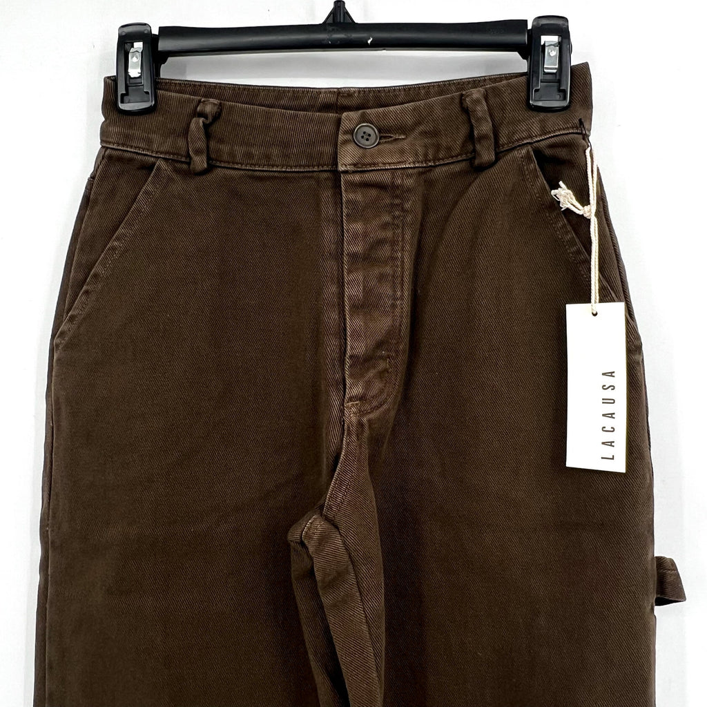LACAUSA Women's Aiden Trouser Jeans Size 2 Green Brown Nori Wash Mid Rise NWT