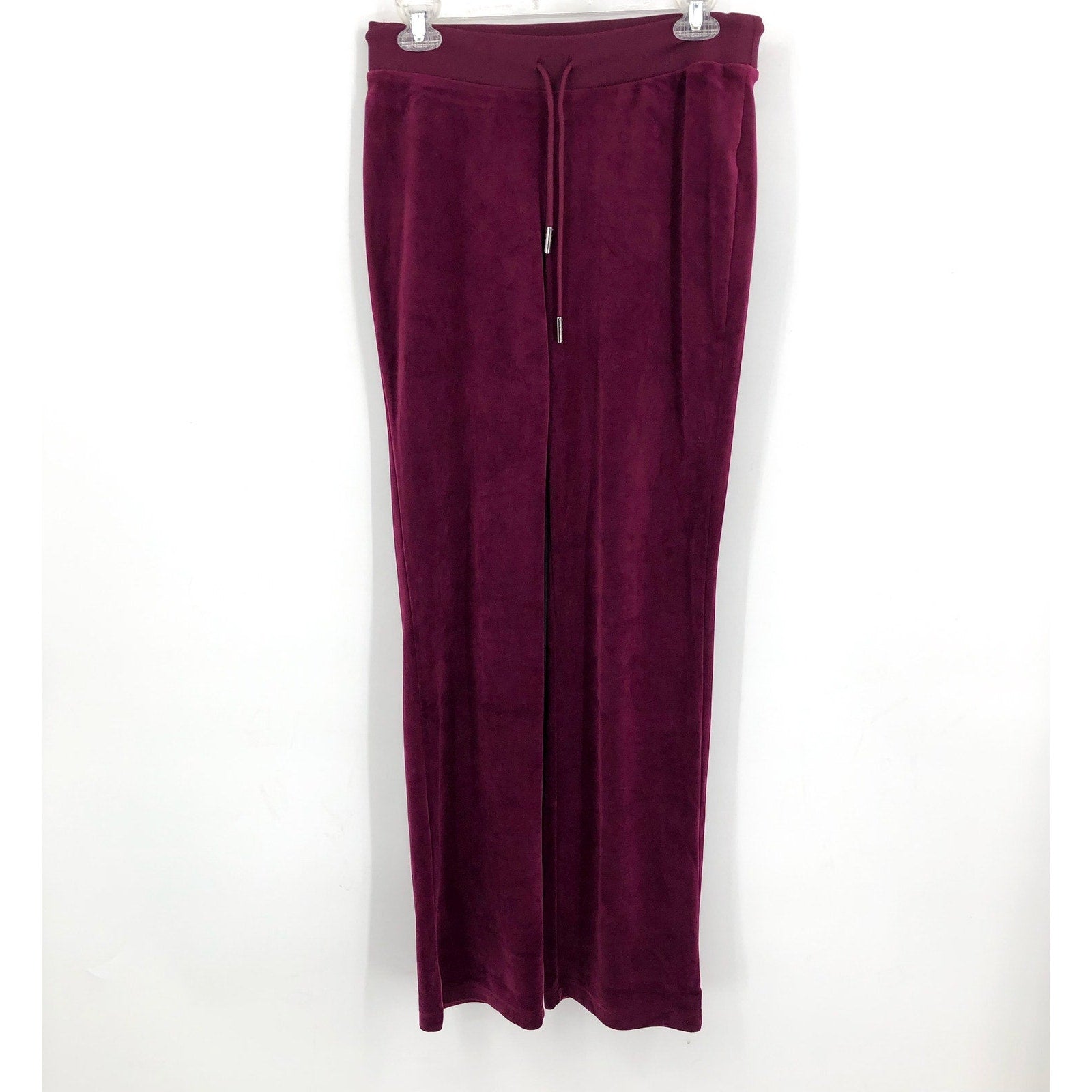 JUICY COUTURE Women's OG Big Bling Velour Track Pants Small Red Candied Fig NWT