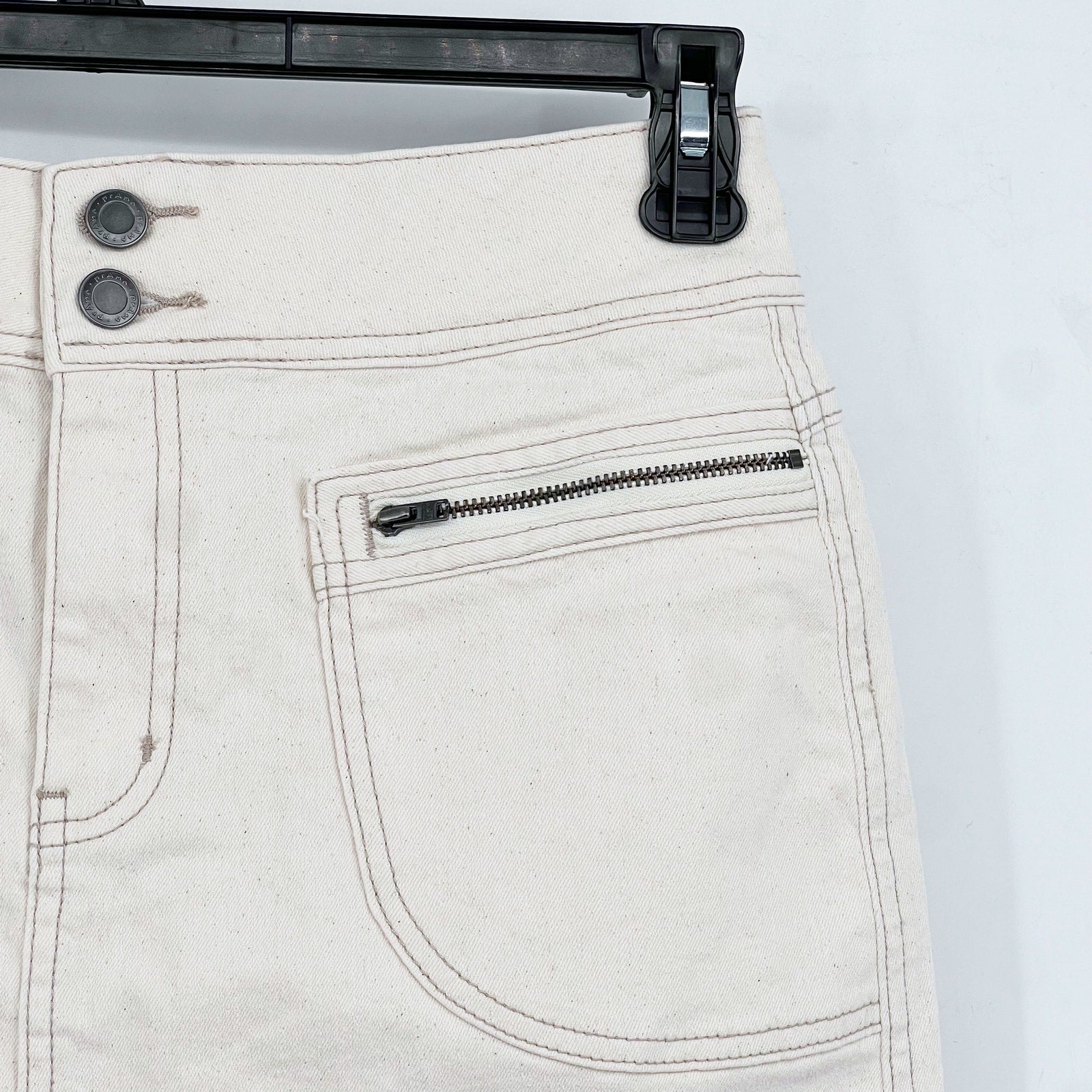 PRANA Womens Broadway Denim Skirt Size 4 Natural Cream Knee Length Stretch NWT