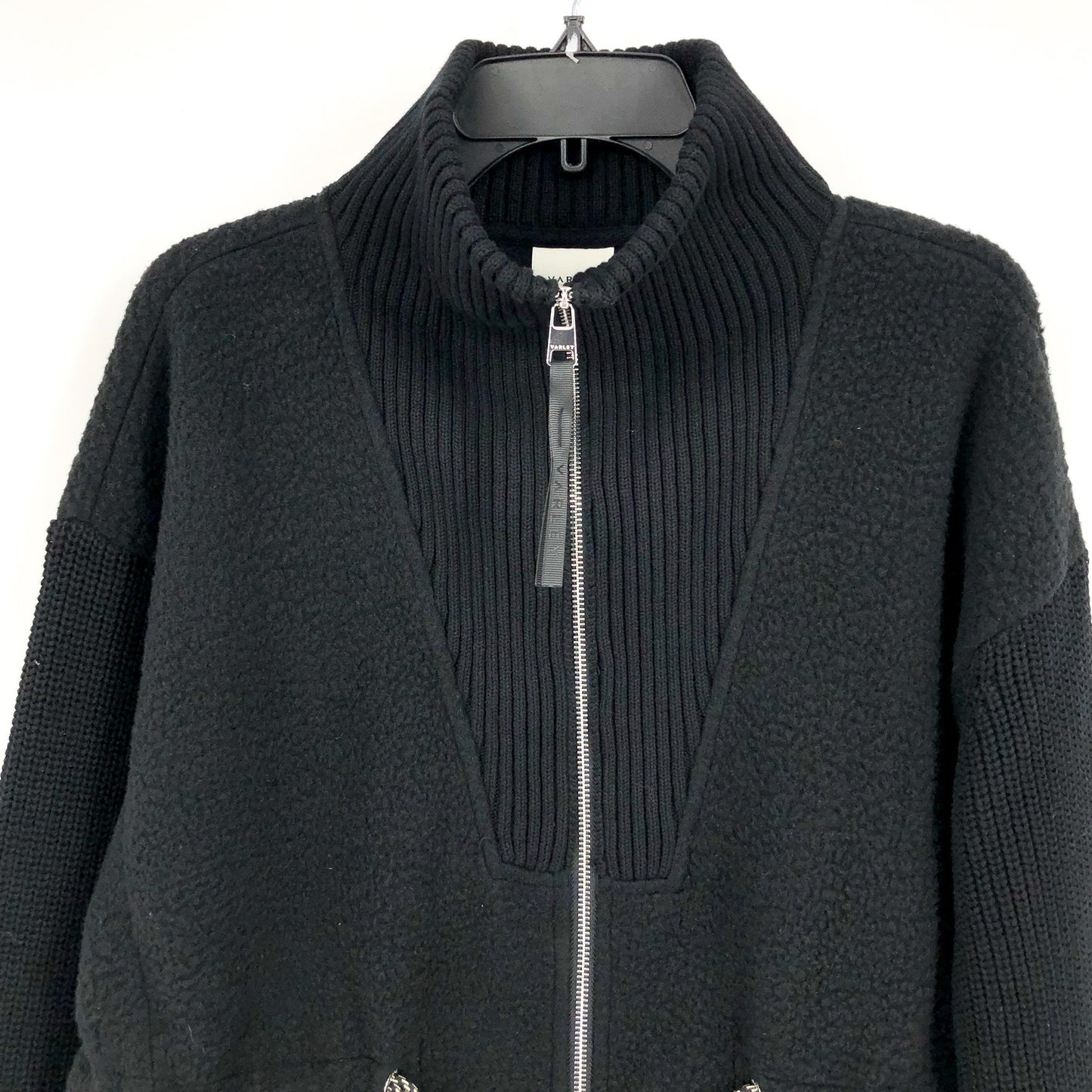 VARLEY Women's Renea High Pile Fleece Jacket Large Black Long Sleeve NWT