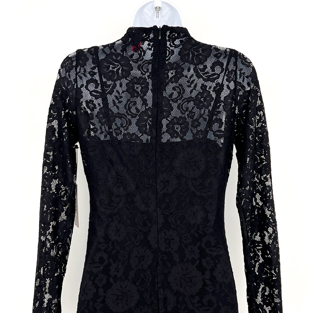 VINCE CAMUTO Women's Lace-Detail Maxi Dress XS Black Long-Sleeve Mock Neck NWT