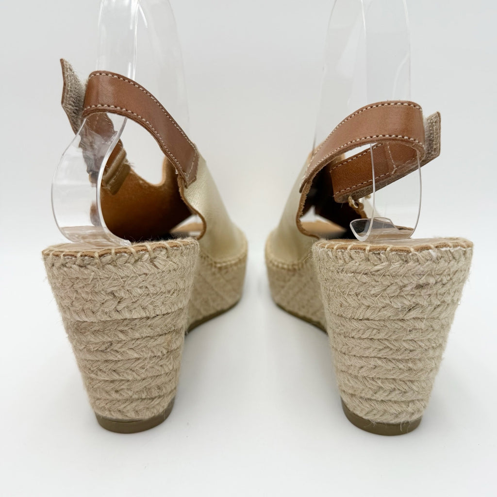Toni Pons Womens Lugano Espadrille Wedge Sandals EU 39 US Size 8.5 Gold NWOB