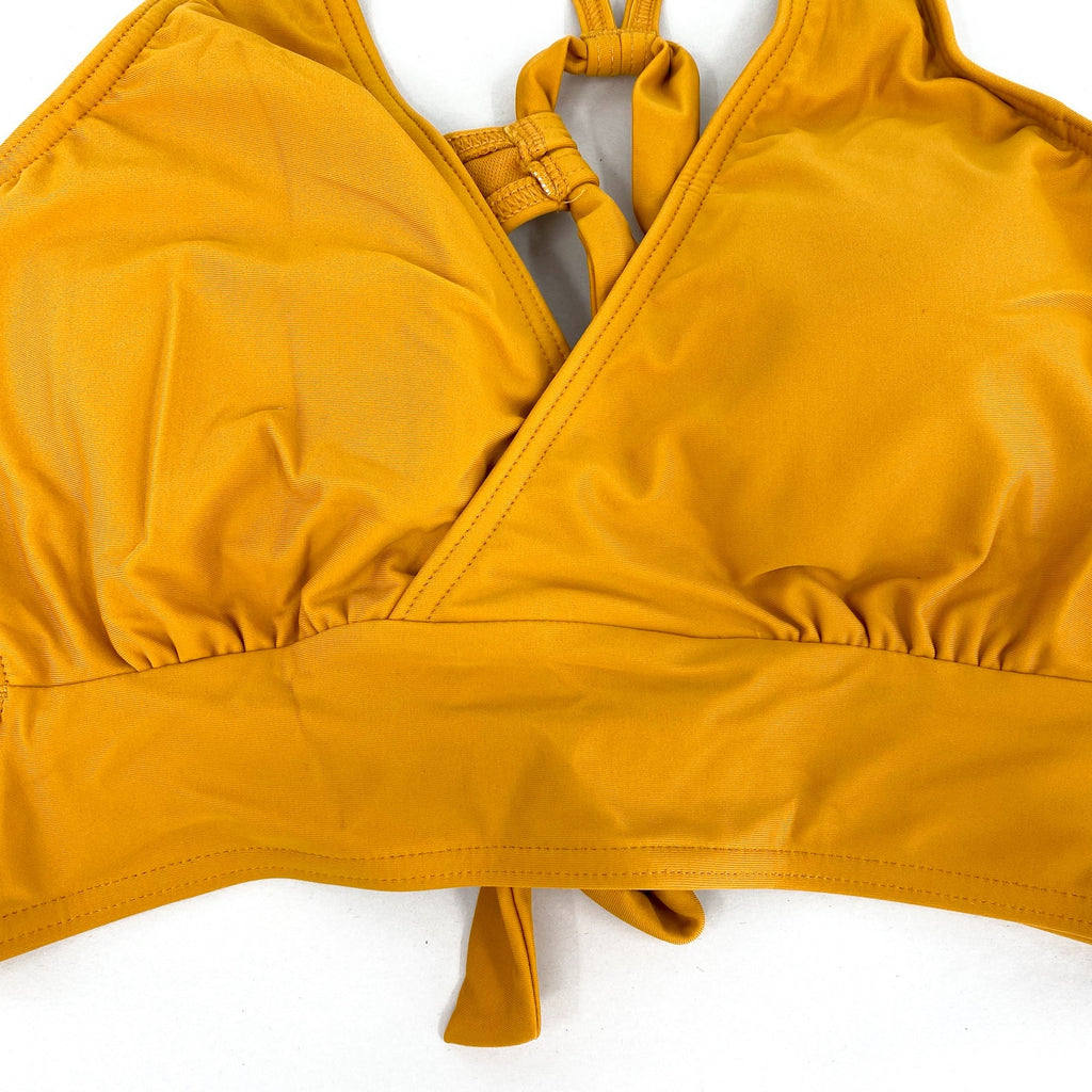 PRANA Women's Atalia Swim Bikini Top Medium Gold Deep Solstice UPF 50+ NWT