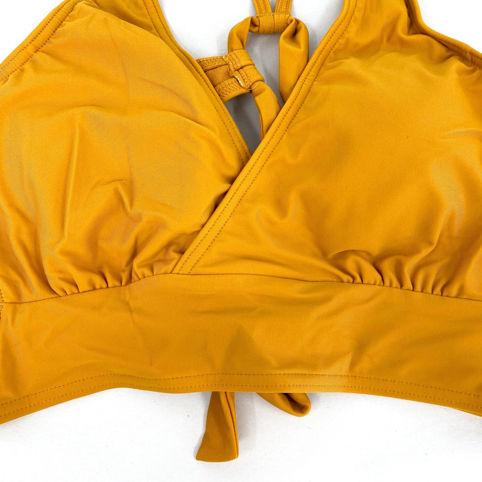 PRANA Women's Atalia Swim Bikini Top Medium Gold Deep Solstice UPF 50+ NWT