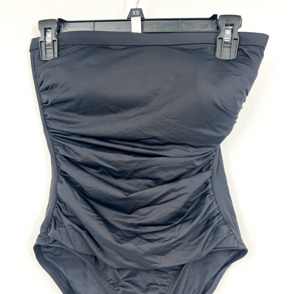 TOMMY BAHAMA Pearl Bandeau One-Piece Swimsuit Size 6 Black Shirred NWT