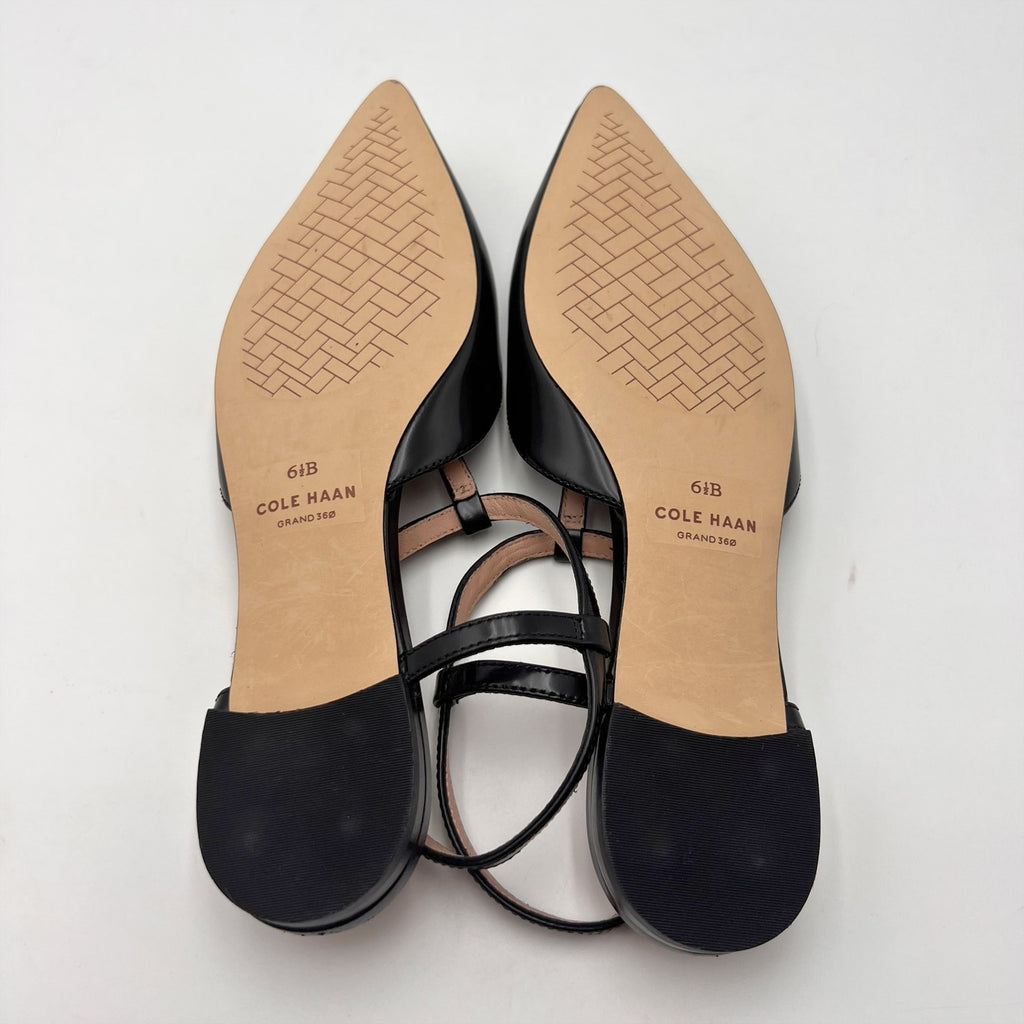 Cole Haan Womens Marlah T-Strap Heels Size 6.5 B Black Leather NWOB