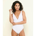 ANDIE SWIM Sardinia One Piece Swimsuit 3XL US 20 White Ribbed Plunge V Neck NWT