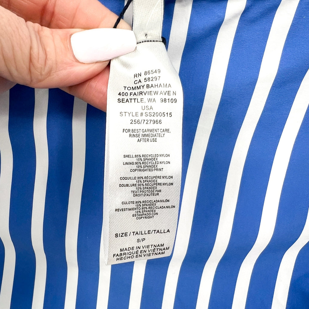TOMMY BAHAMA Coastline Stripe Reversible Bikini Bottoms Small Blue White NWT