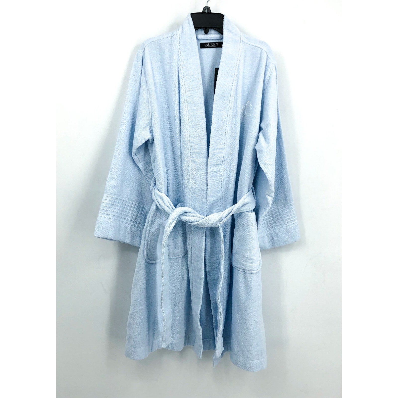 LAUREN RALPH LAUREN Greenwich Bath Robe Small Estate Blue Woven Terry NWT