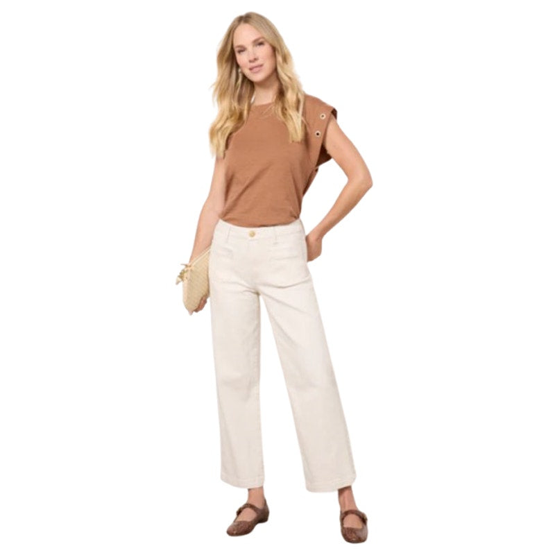 KUT FROM THE KLOTH Womens Charlotte Wide Leg Jeans Size 18 Cream Ecru NWT
