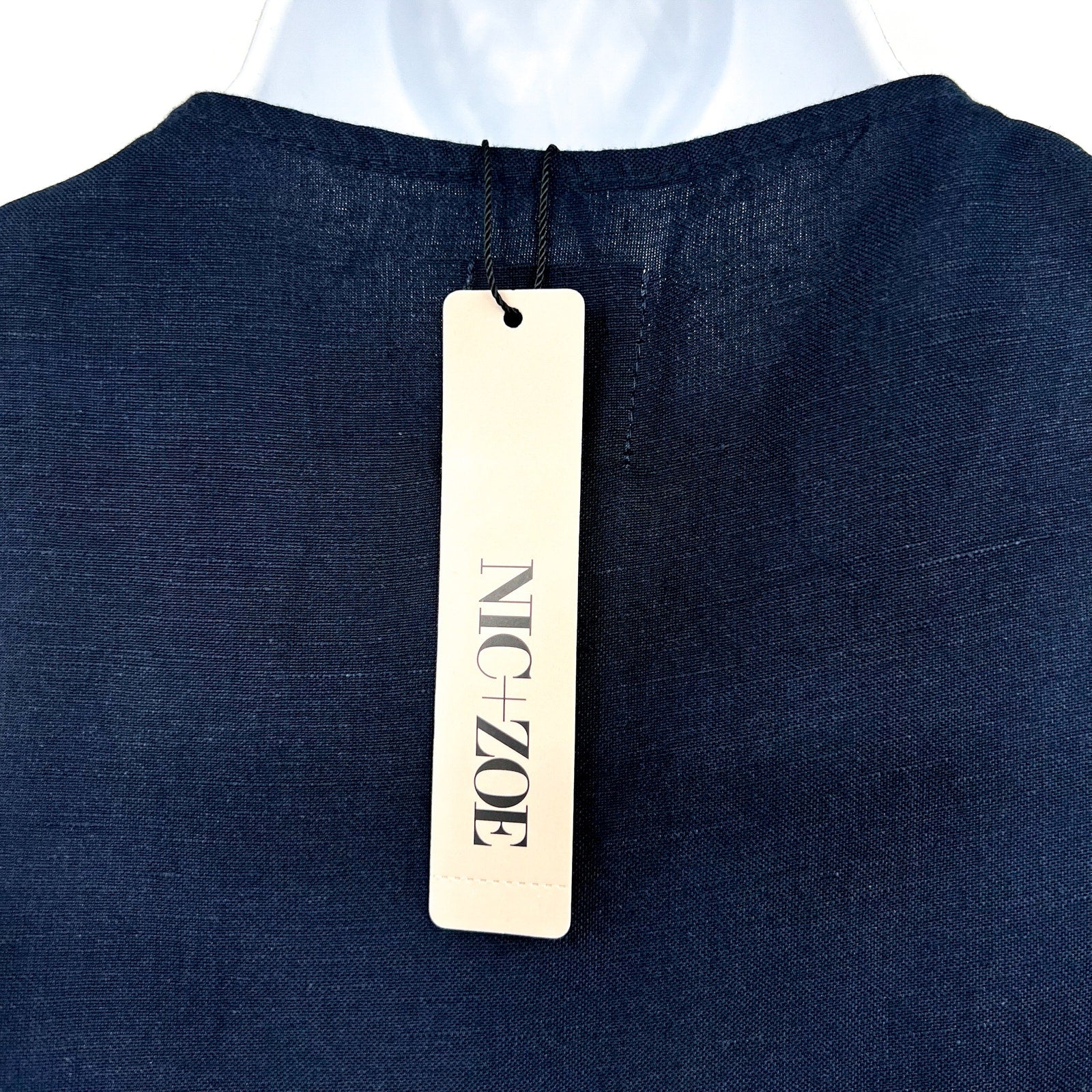 NIC + ZOE Women's Sunset Soiree Dress XS Blue Dark Indigo Sleeveless Linen NWT