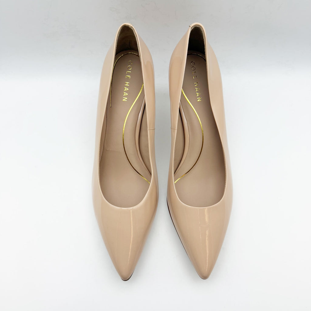 Cole Haan Womens Vandam Pumps US 9.5 Tan Brush Patent Leather 65mm NWOB