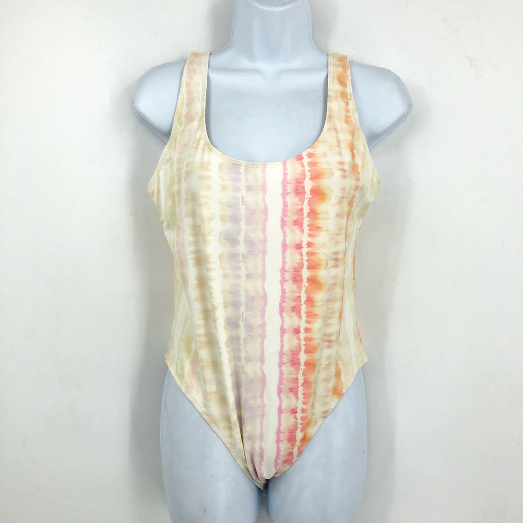ALLSAINTS Women's Niki Marea Swimsuit One Piece Large Rainbow Pastel NWT