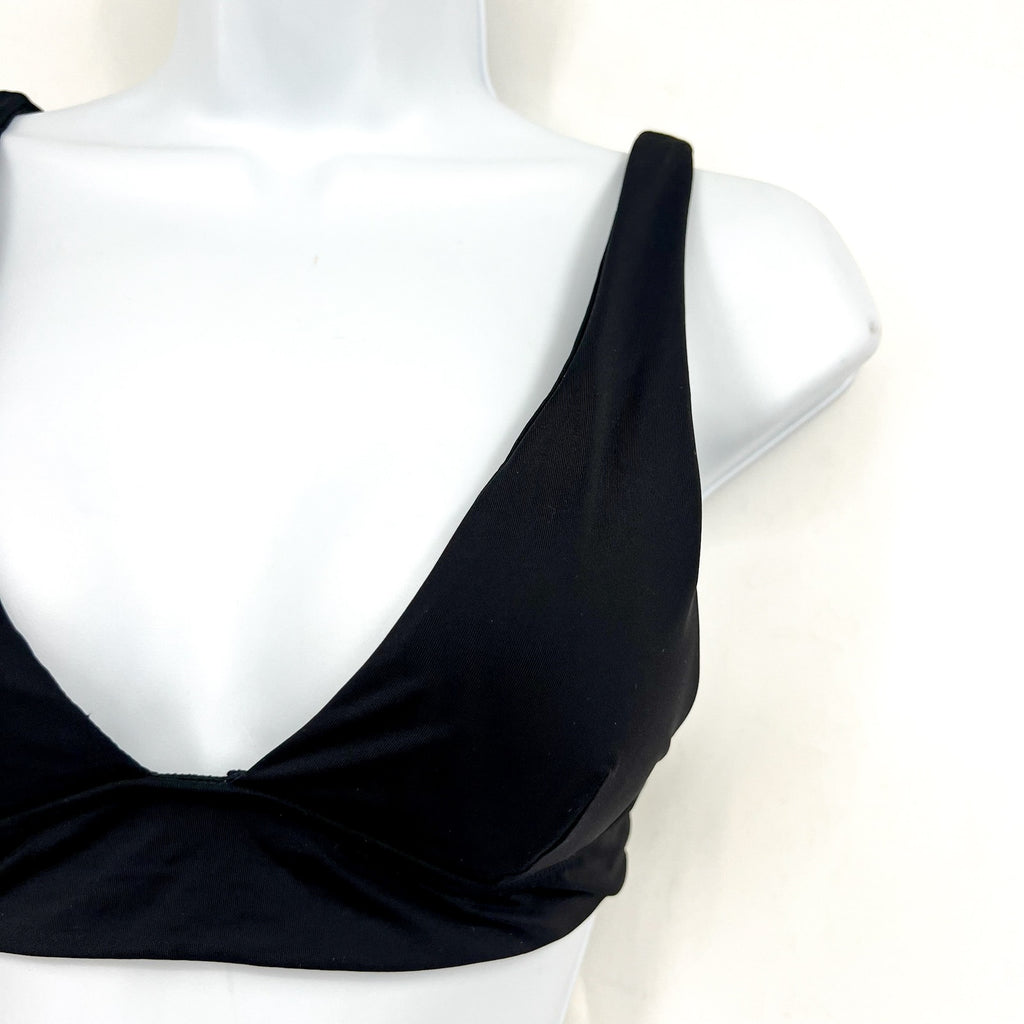 L*SPACE Women's Harley Bralette Bikini Top Small Black Low Tie Back NWT