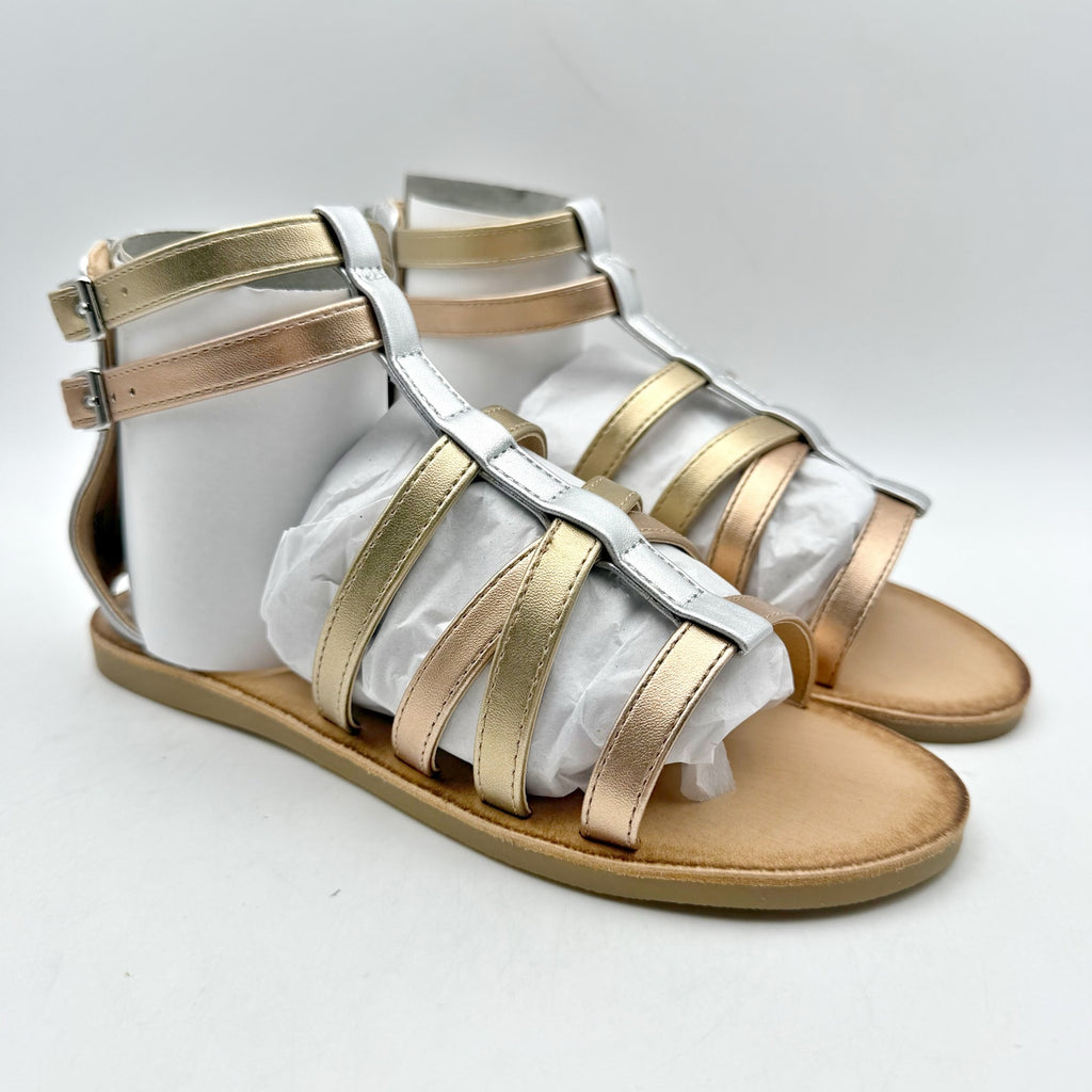 Treasure & Bond Kids Alana Gladiator Sandals Size 2 M EU 33 Gold Silver NIB