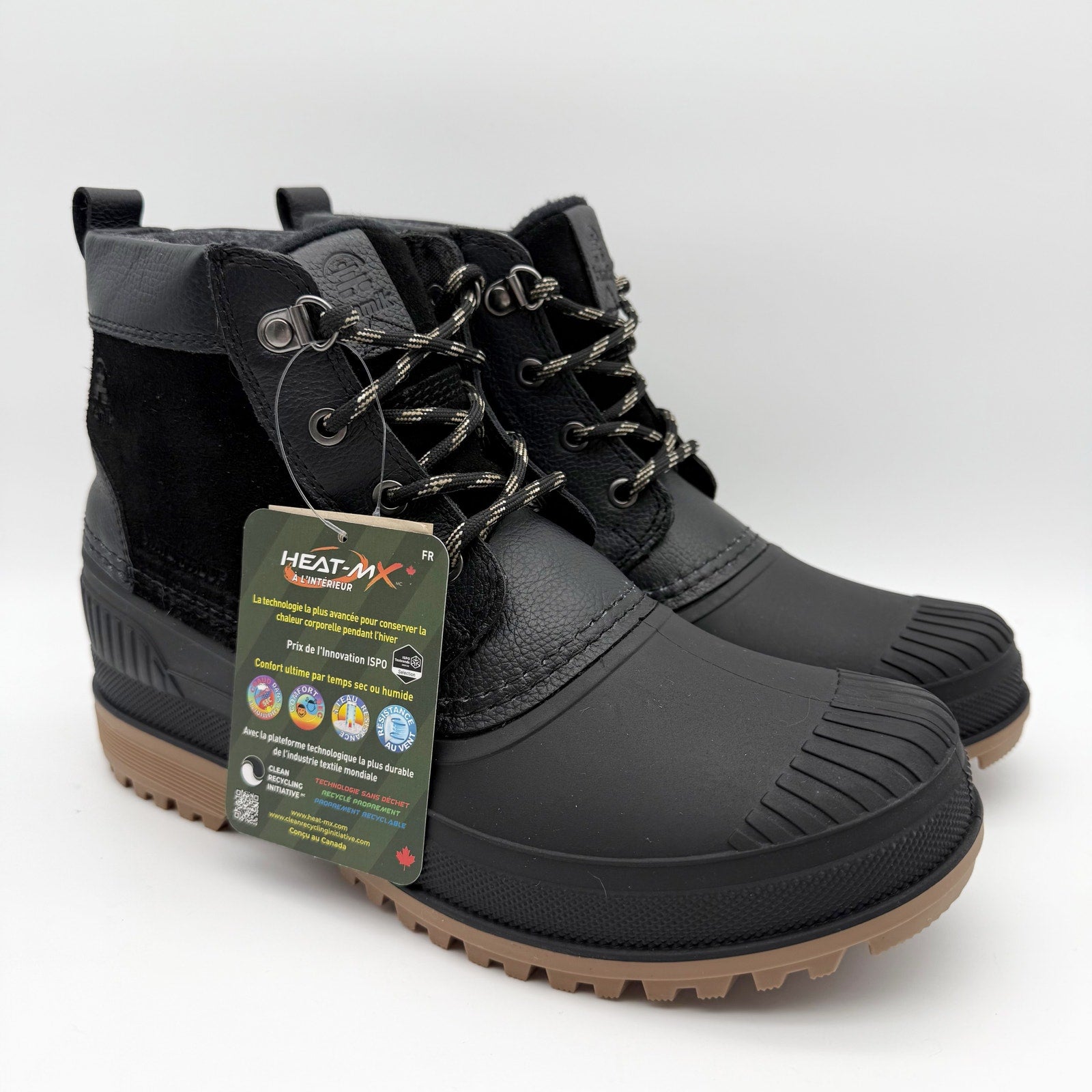 Kamik Mens Hemlock Lo Winter Boots US 8 Black Leather Waterproof Insulated NIB