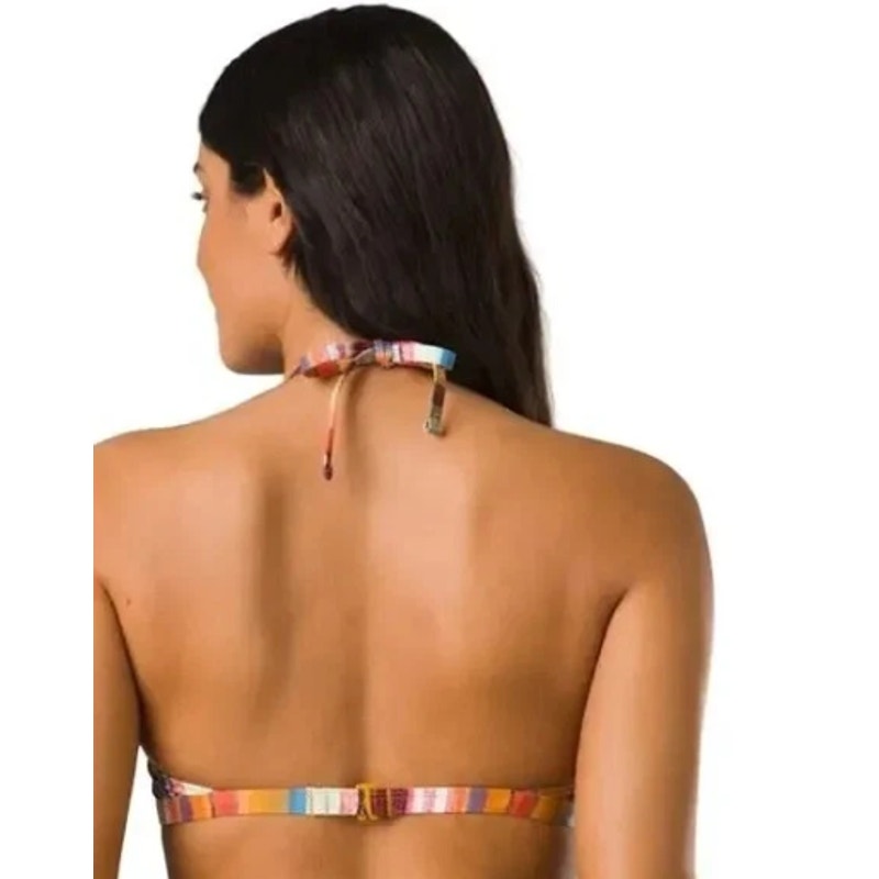 PRANA Women's Lexie Halter Bikini Top XL Multi Baja Stripe UPF 50+ NWT