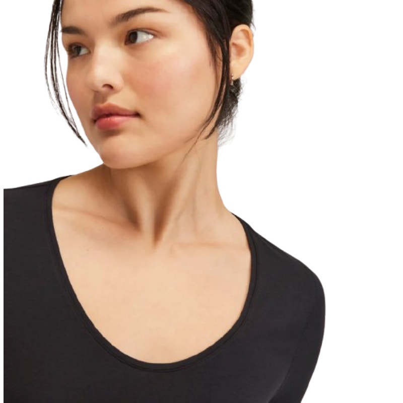 EVERLANE Women's Supima Form Ballet Neck Tee Large Black Long Sleeve NWT