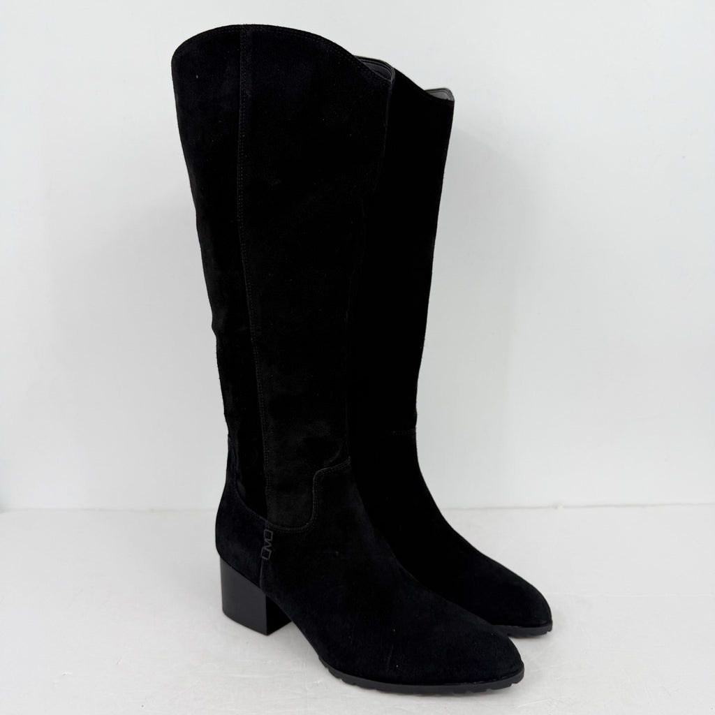 Vionic Women Bixby Knee High Boot 11M Wide Calf Black Suede Water Repellent NWOB